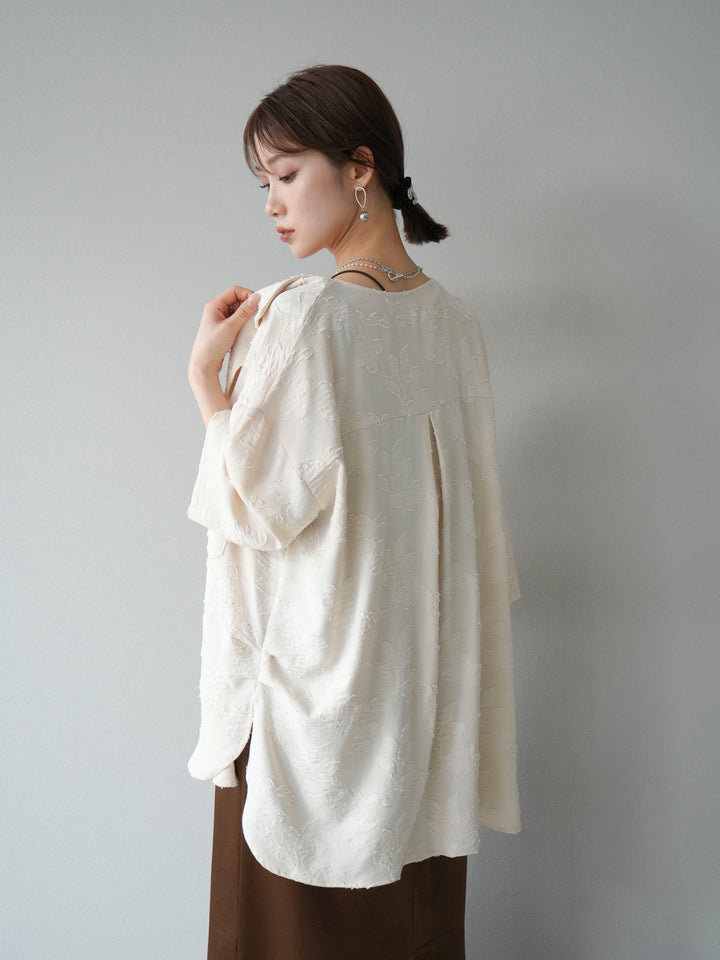 [予約]ジャガードハーフスリーブシャツ/アイボリー