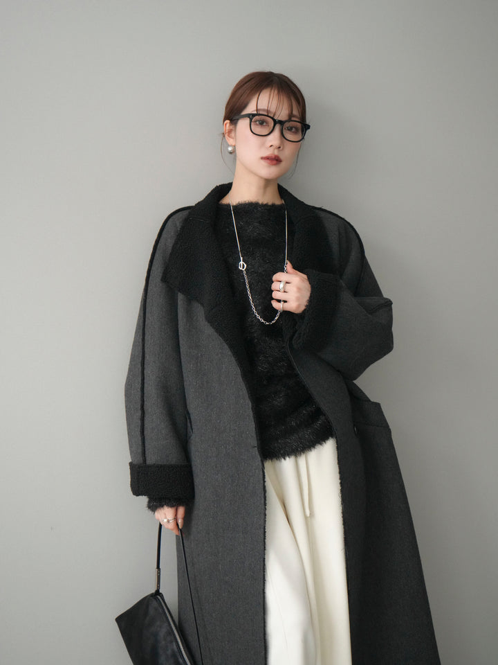 [予約]アウトシーム裏ボアコート/black