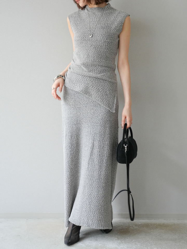 [予約]ブークレアシメニットノースリーブトップス/グレー