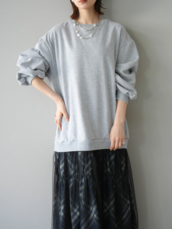 [予約]スウェットドッキングチェック柄レイヤードワンピース/グレー