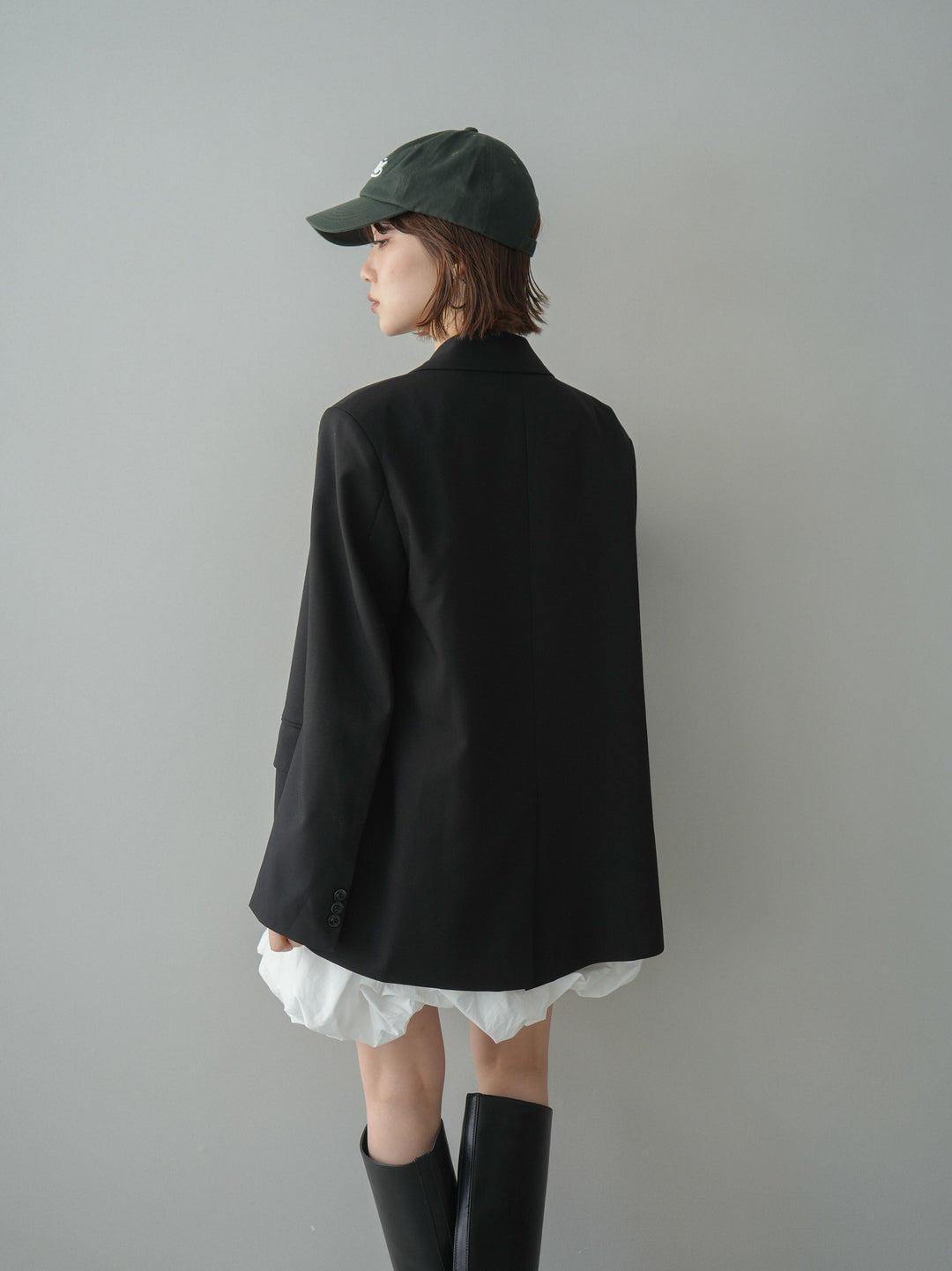 [SET]ノースリバルーンミニワンピース+ダブルブレストオーバージャケット(2set)