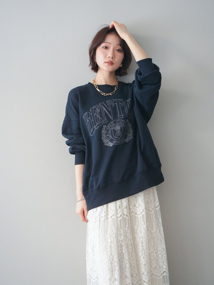 [予約]カレッジロゴ刺繍BIGスウェットプルオーバー/navy