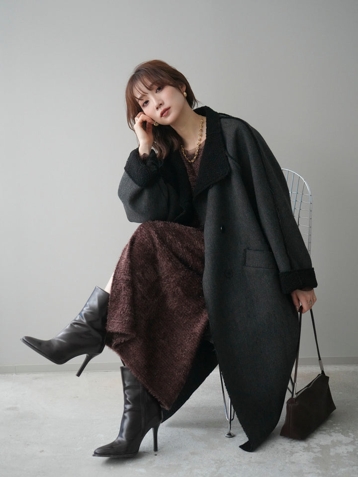 [予約]アウトシーム裏ボアコート/black