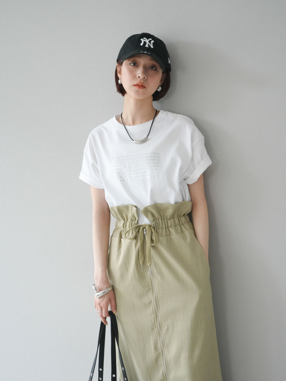 [予約]メッセージ箔プリントTシャツ/オフ