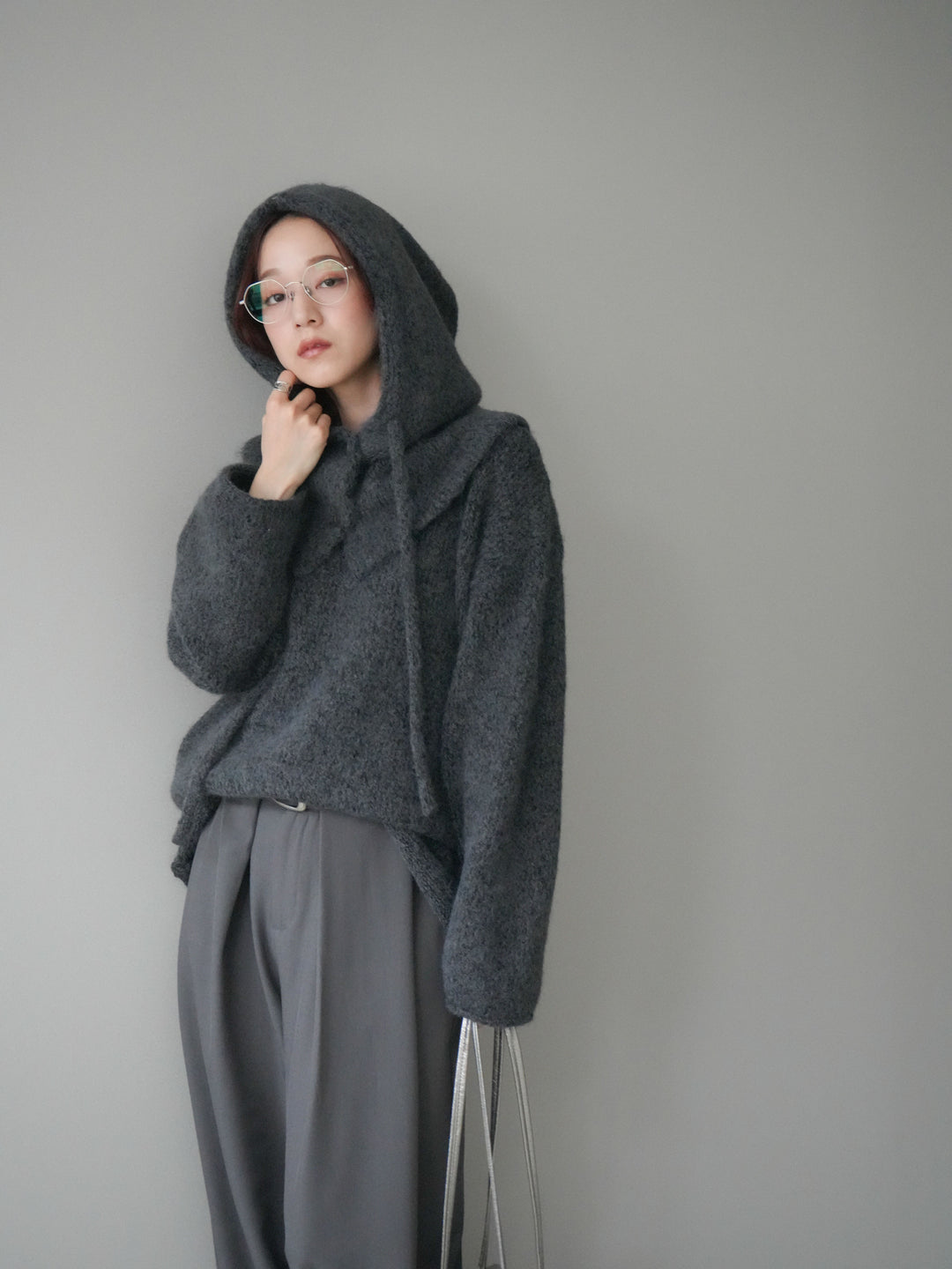 [SET]バラクラバSETニットプルオーバー+ベルトループデザインワイドパンツ(2set)