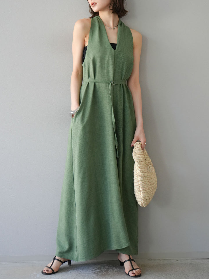 [予約]ループデザインムラ染めワンピース/グリーン