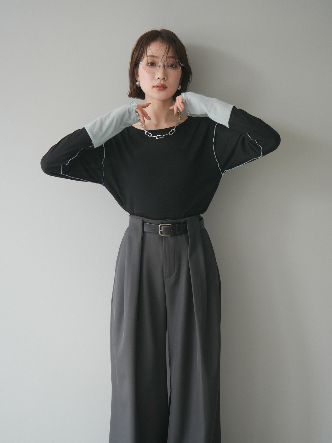 [SET]配色メロウトップス+配色メロウトップス(2set)