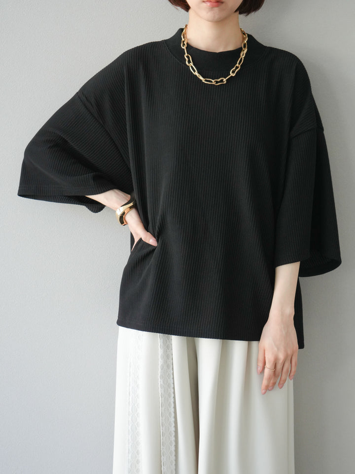 [預訂] 立領羅紋套頭衫/黑色