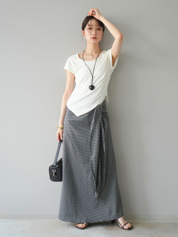 [予約]サイド巻きツイルスカート/チェック