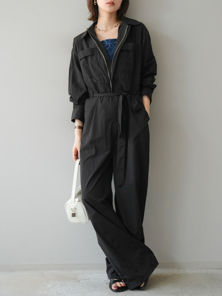 [予約]ナイロンジャンプスーツ/ブラック