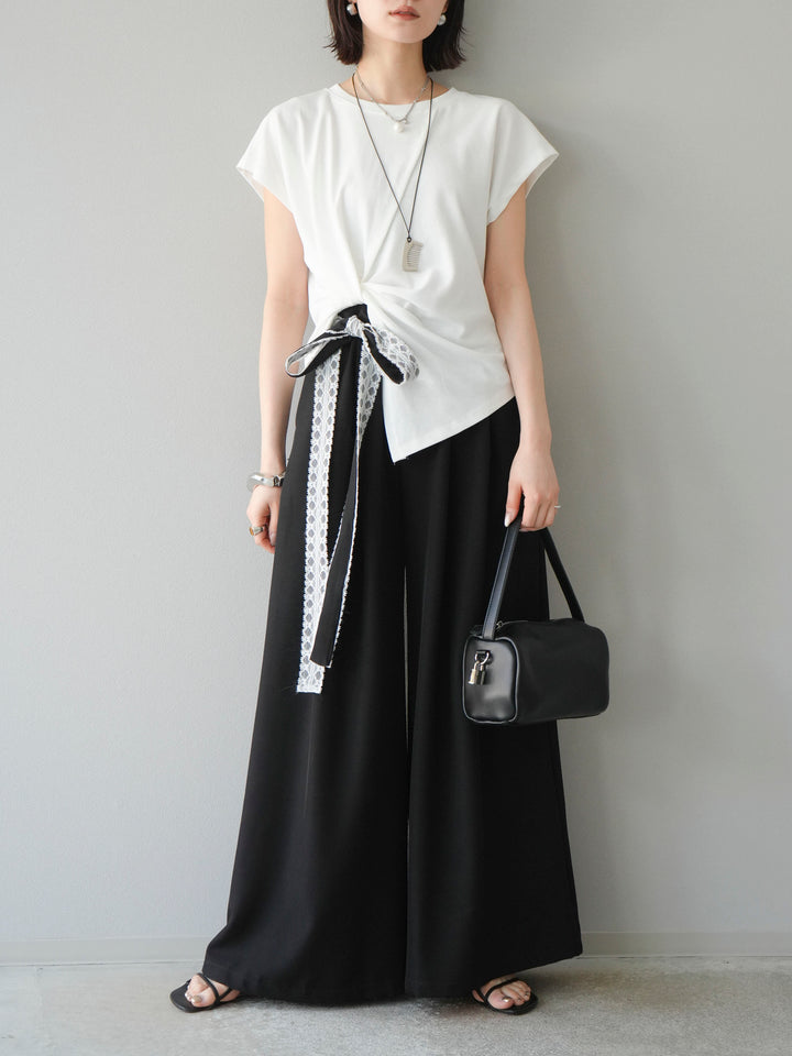 [予約]カシュクールTシャツ＆コームネックレスSET /ホワイト