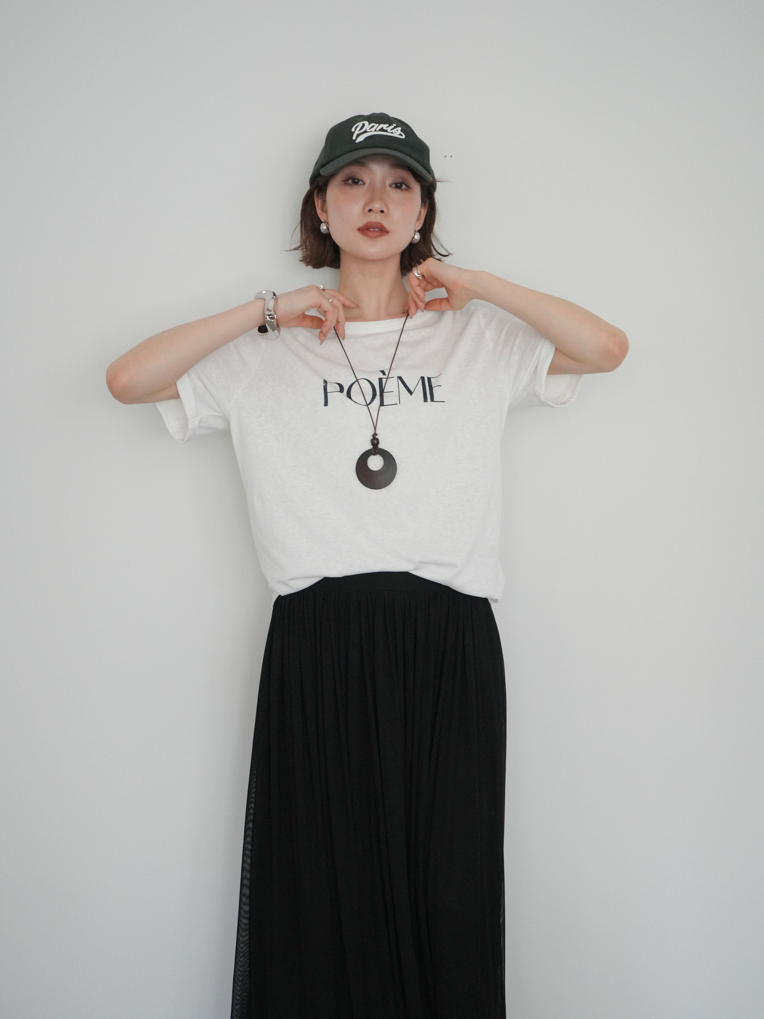 予約]サークルネックレス付ロゴTシャツ/white – Lumier