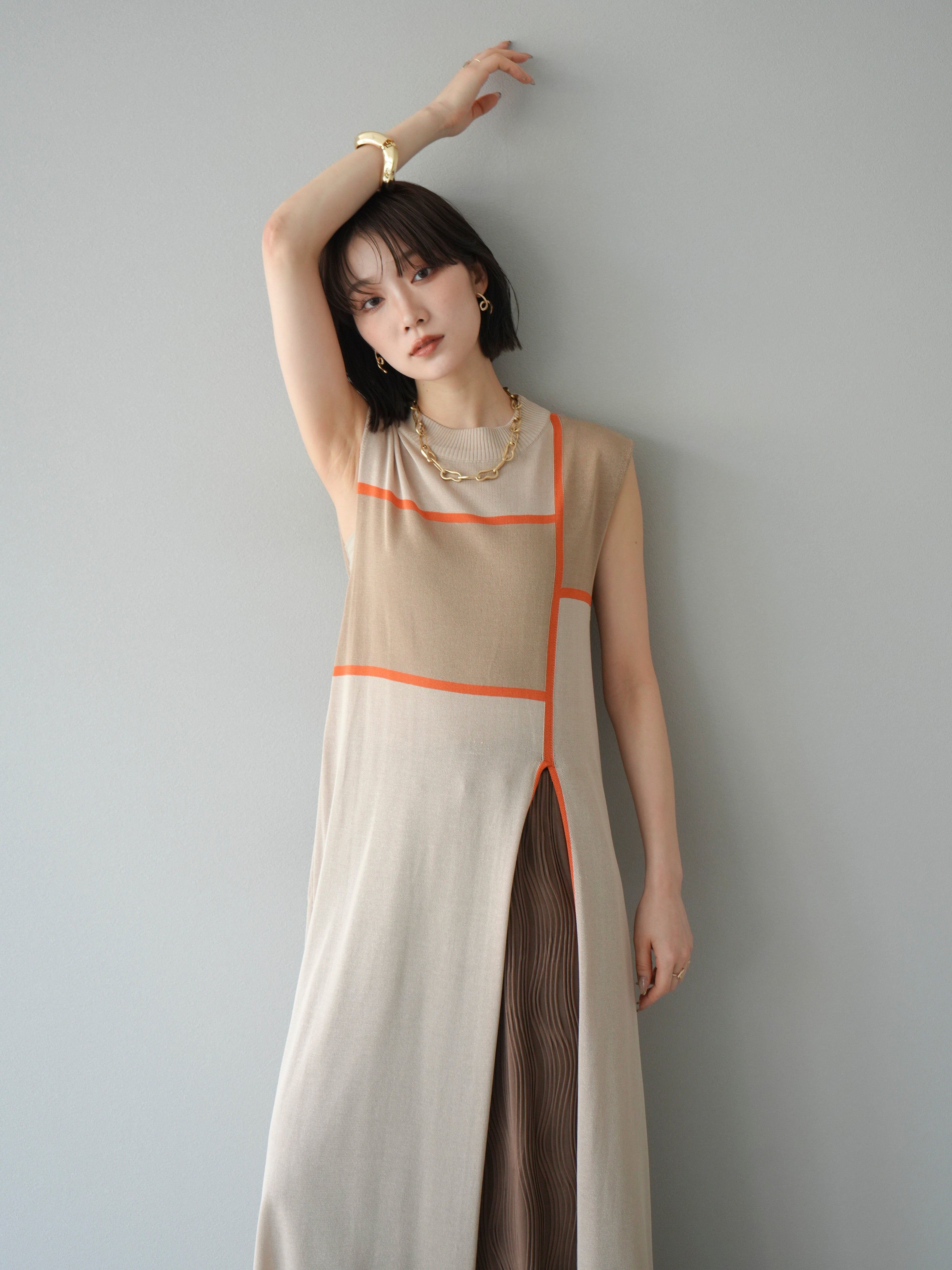 crewre クルーレ シアーニットストレートワンピース beige long crewre