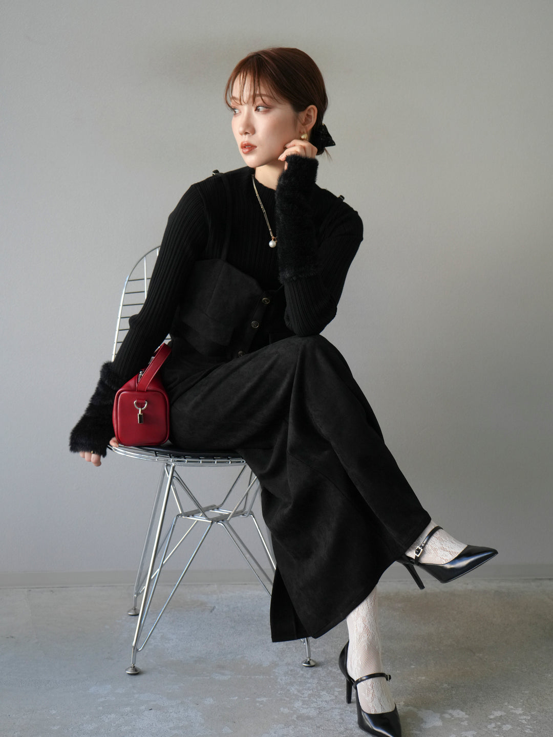 [予約]スウェードビスチェ/ブラック