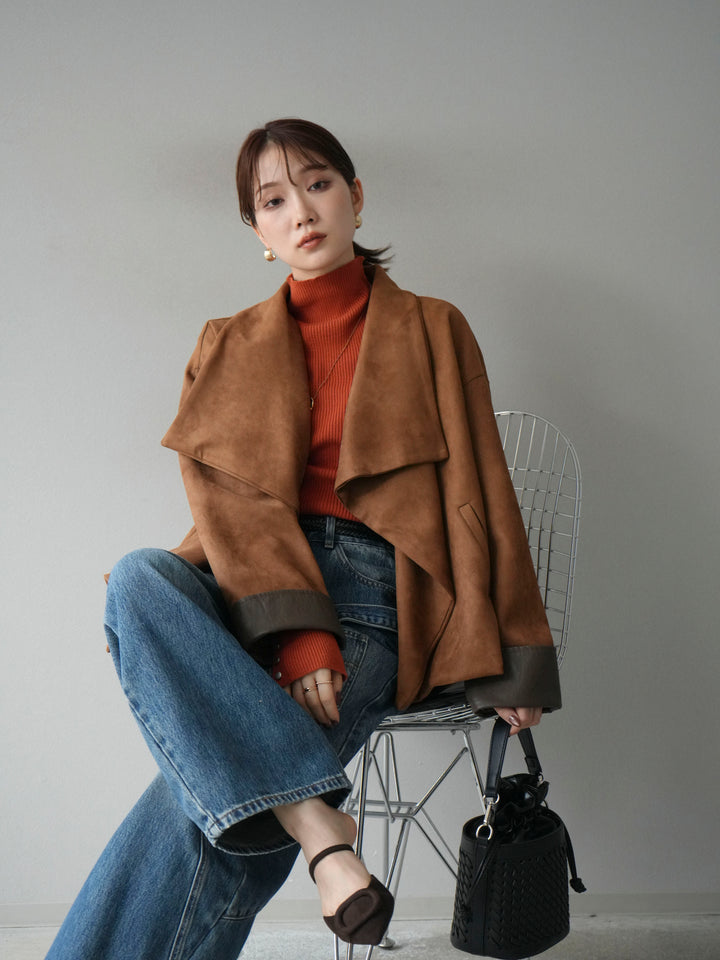 [予約]スウェードショートガウン/キャメル