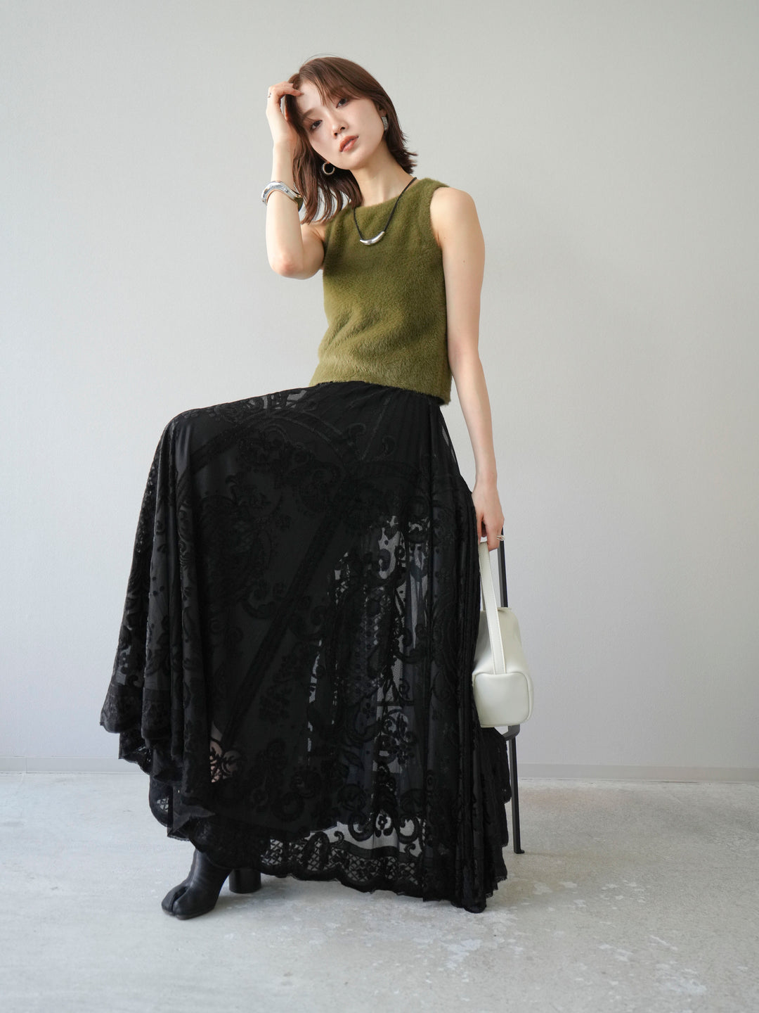 [予約]シャギーニットタンクトップ/カーキ