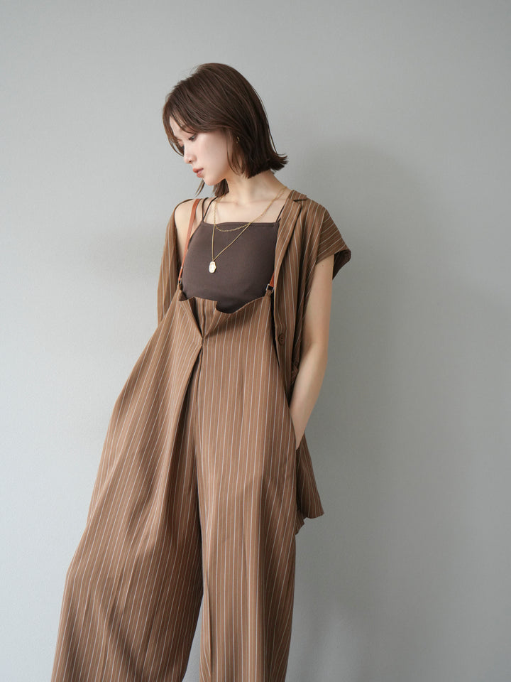 [SET]ヘリンボーンストライプジレ+ヘリンボーンストライプサロペット(2set)