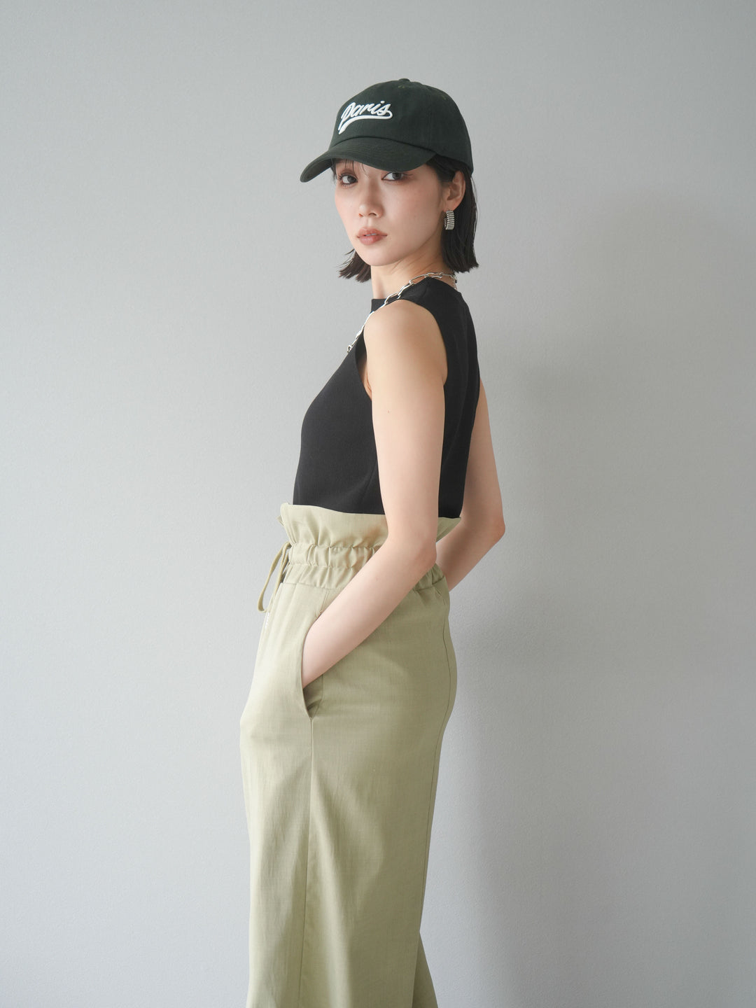 [予約]レーヨンニットタンクトップ/ブラック