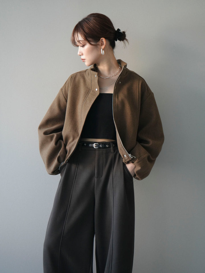 [予約]タックデザインジップブルゾン/brown