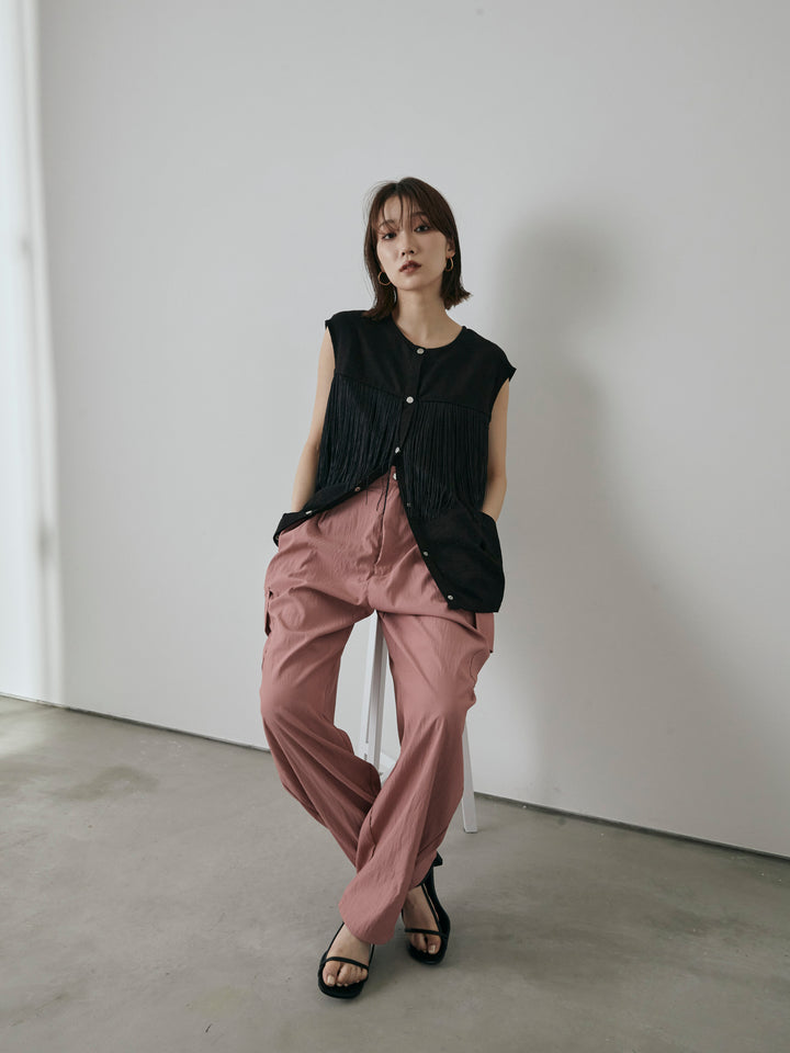 【預購】流蘇無袖上衣/黑色