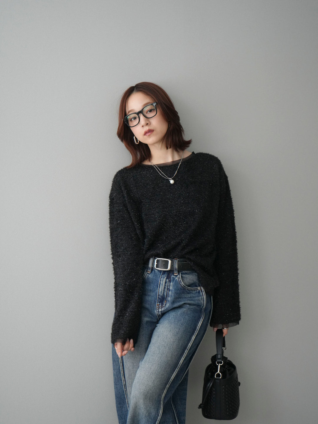 [SET]ラメシャギートップス+選べるアクセセット(2set)