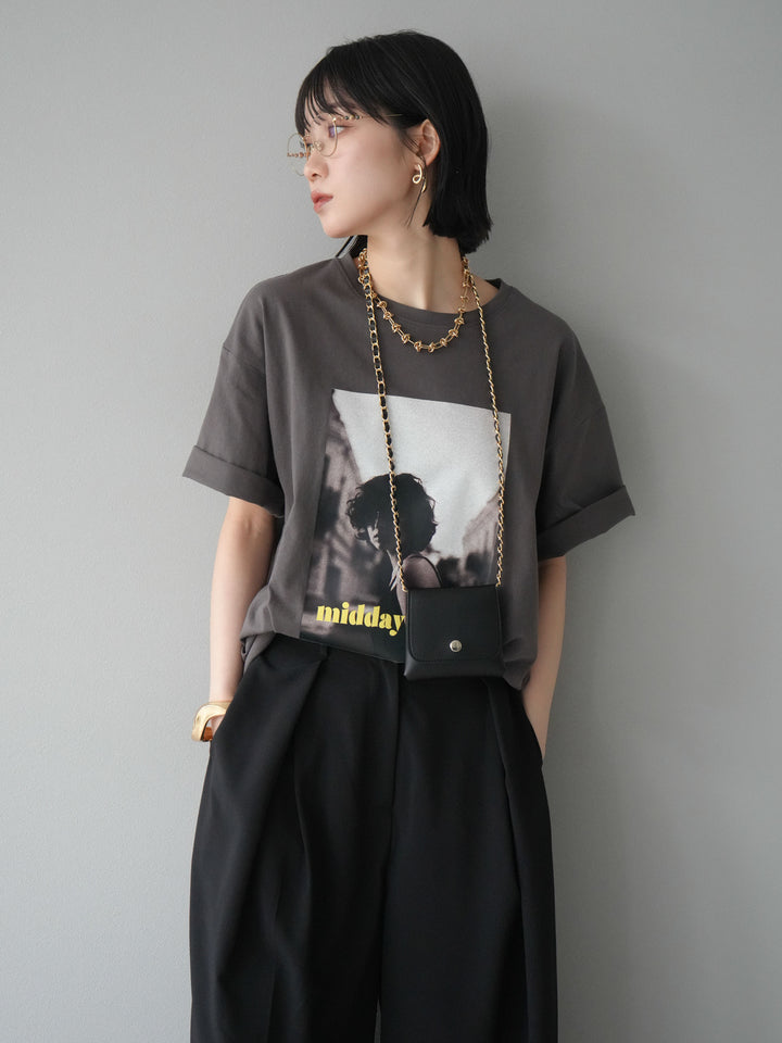 [予約]フェイクレザーチェーン付ミニポーチ/ブラック