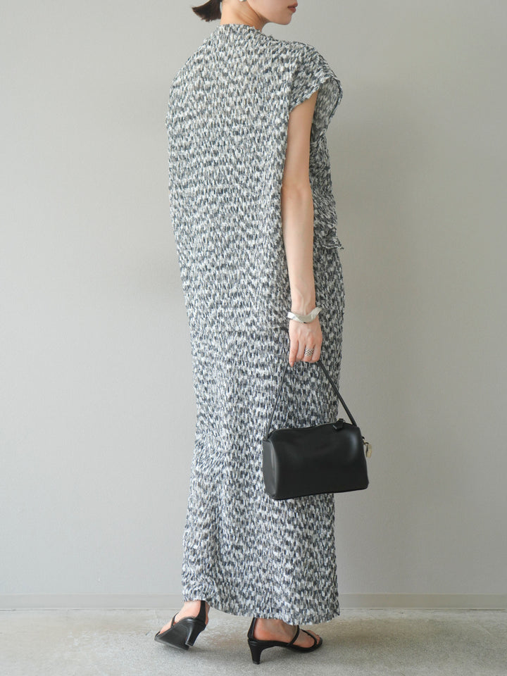 [予約]マルチカラーランダムプリーツタイトスカート/ブラック