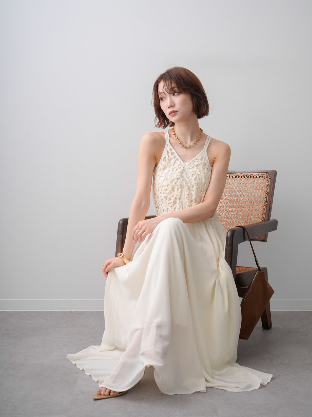 [SET]クロシェシフォンキャミワンピース+クロシェシフォンキャミワンピース(2set)