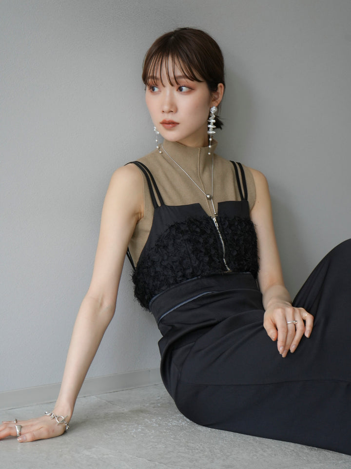 [Pre-order] Jacquard bustier design dress/Black