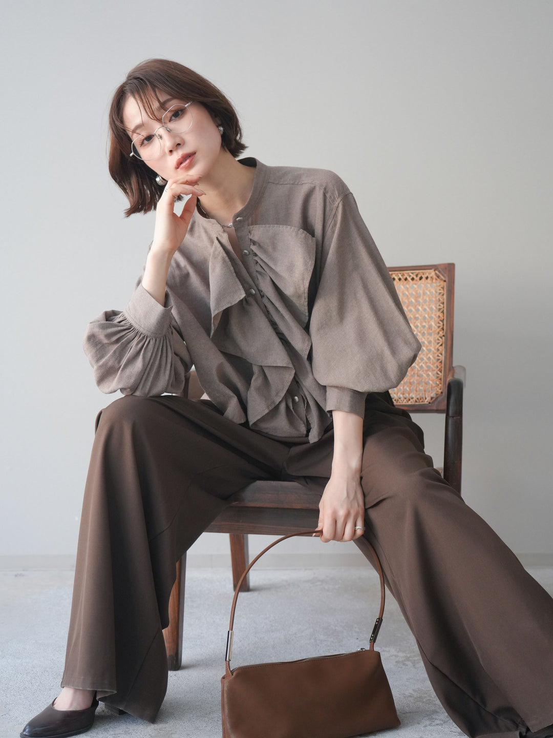 [SET]ラッフルフレアショートブラウス+ラッフルフレアショートブラウス(2set)