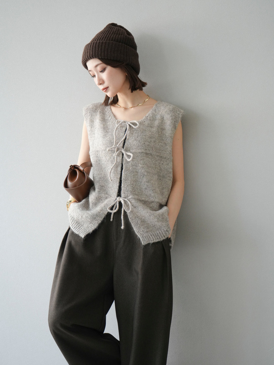 [予約]ニットビーニー/ブラウン