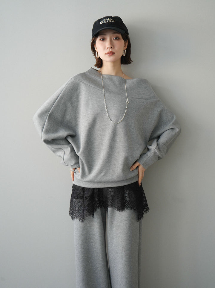 [予約]アシンメトリーオフショルポンチプルオーバー/gray