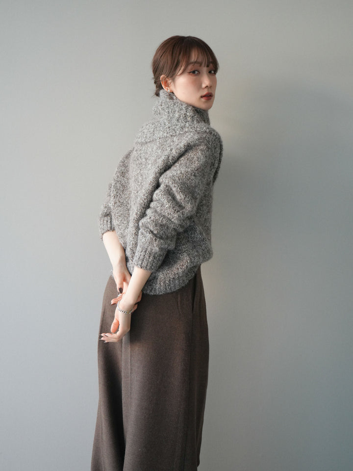 [予約]ネック付MIXニットアンサンブル/brown