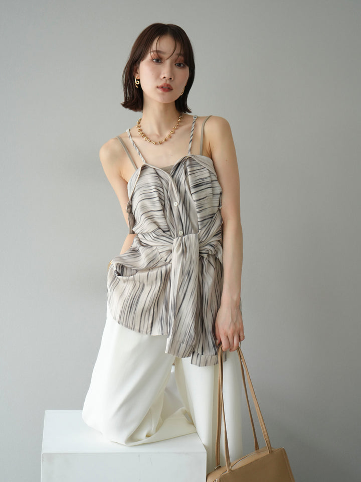 [予約]マルチWAYニュアンス柄オーバーシャツ/ベージュ