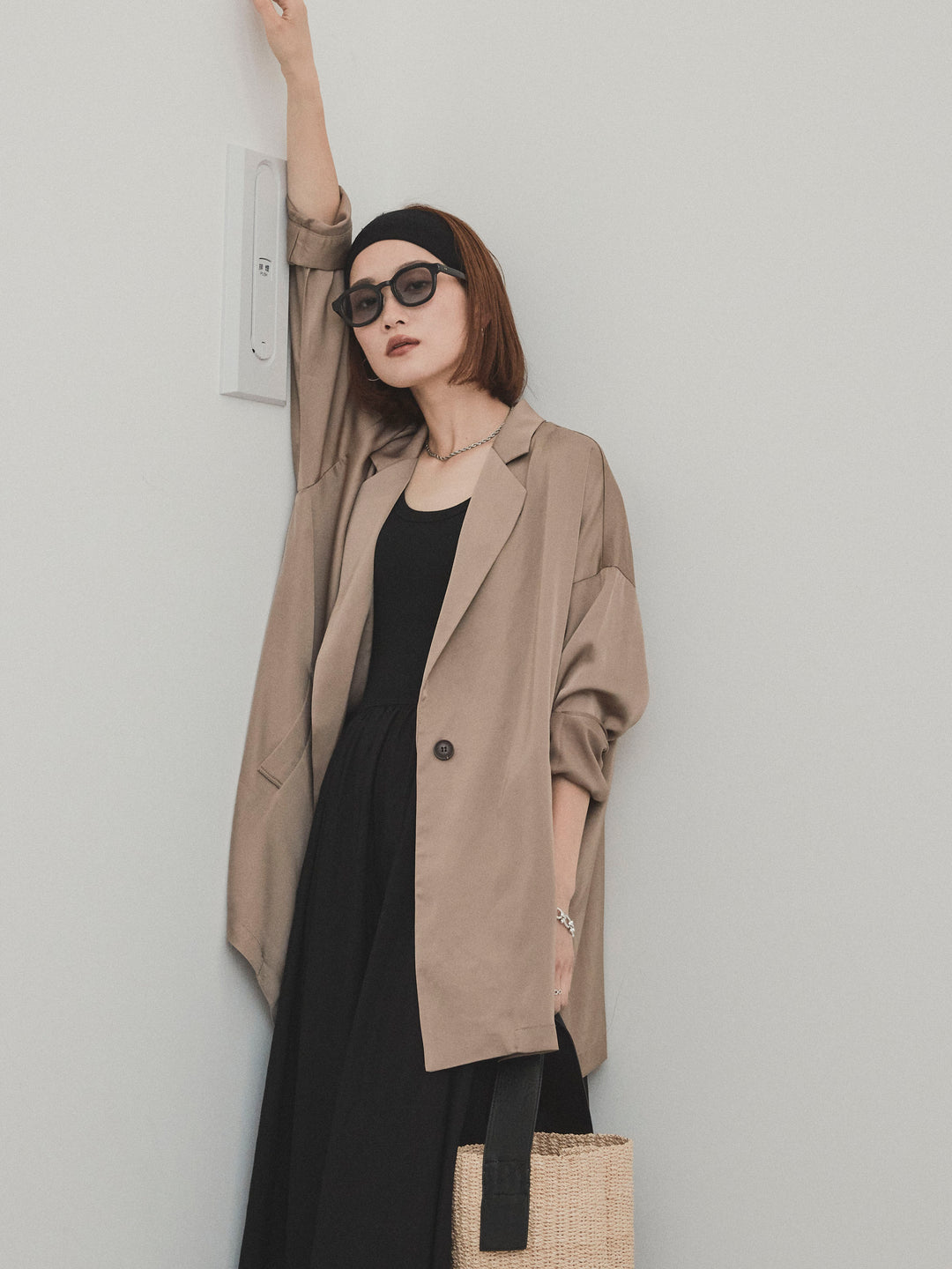 [予約]マットサテンジャケット/モカ