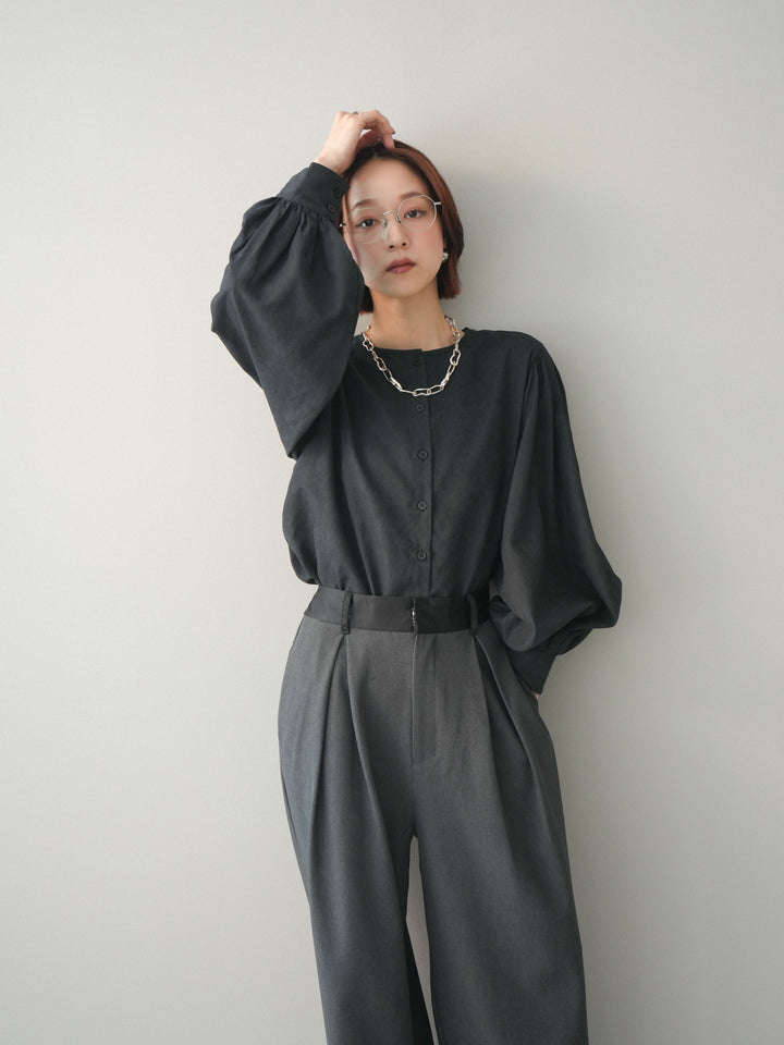 [予約]2WAYピーチスキンボリュームスリーブブラウス/black