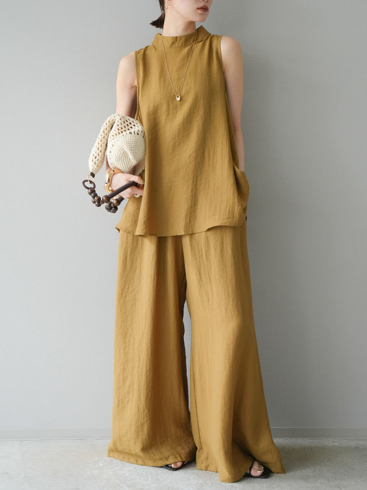 [SET]ホルターネックバックスリットブラウス＆スーパーワイドパンツSET UP(2set)