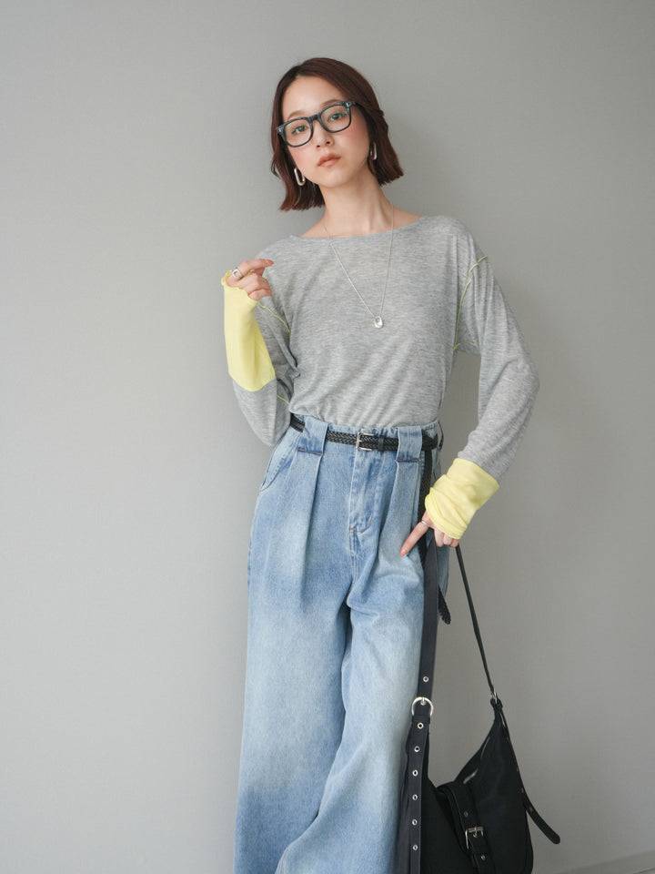 [SET]配色メロウトップス+配色メロウトップス(2set)