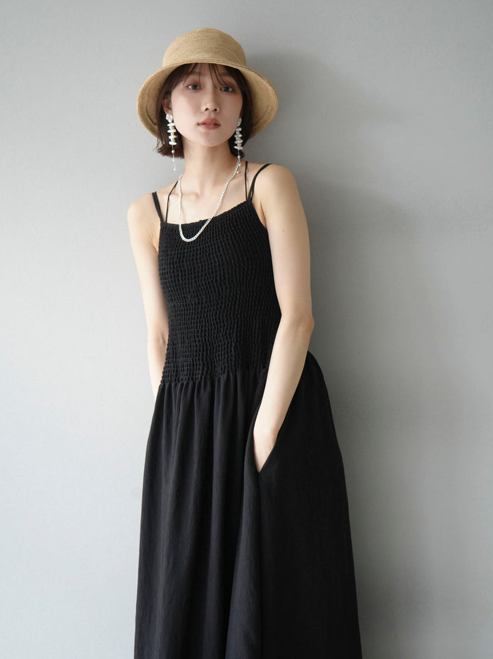 [Pre-order] Gathered Cami Dress/Black