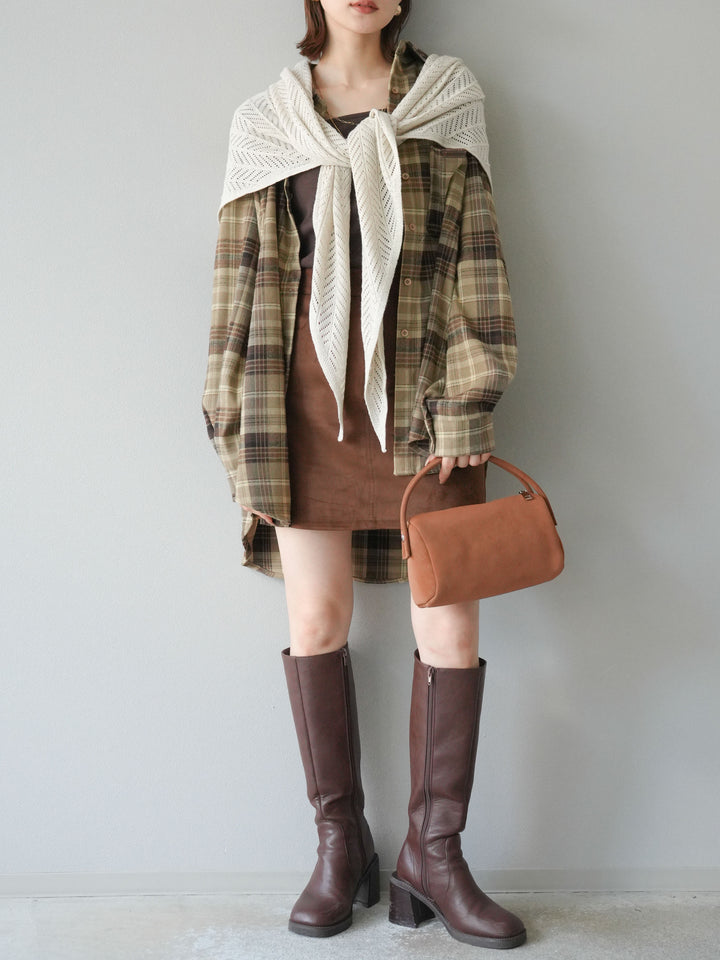 [予約]起毛チェックオーバーシャツ/ベージュ