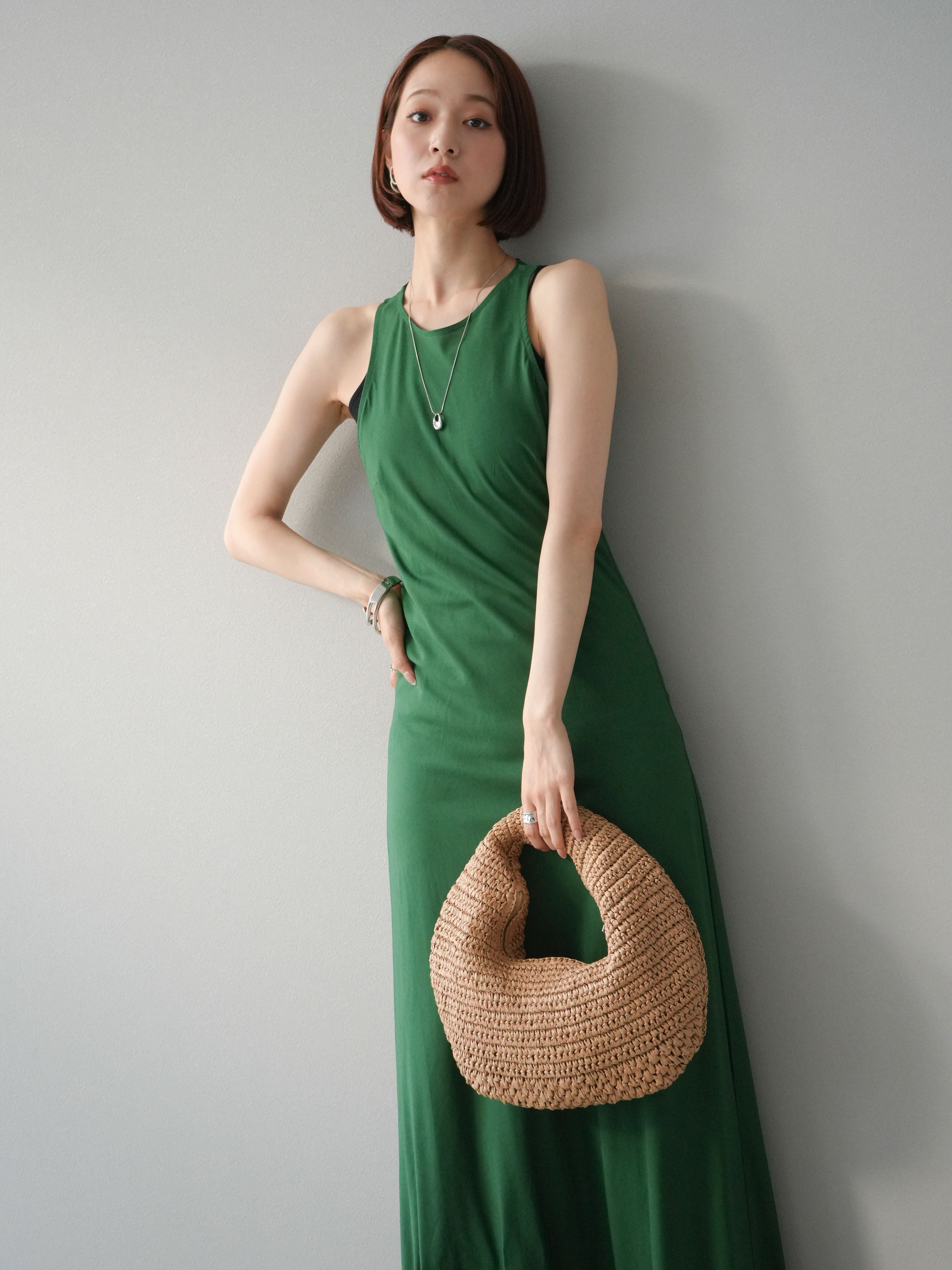 MIUMIU オリーブグリーン ノースリーブワンピース MIUMIU オリーブ