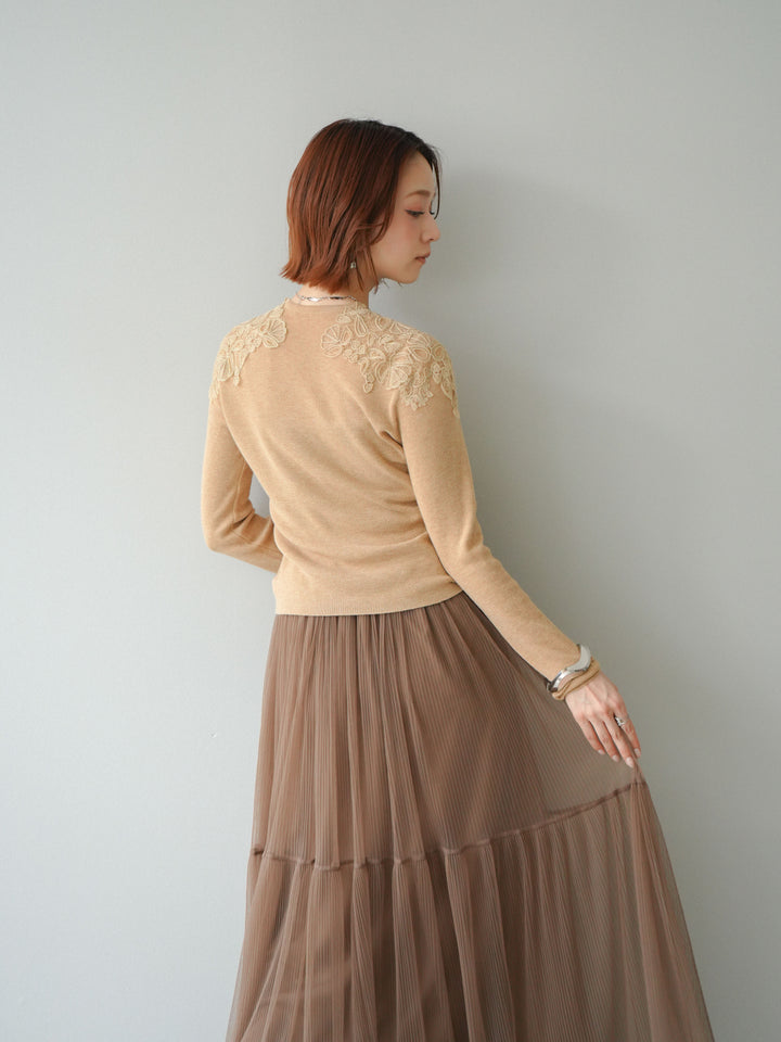 [SET]ショルダーレースニットカーディガン+ショルダーレースニットカーディガン(2set)