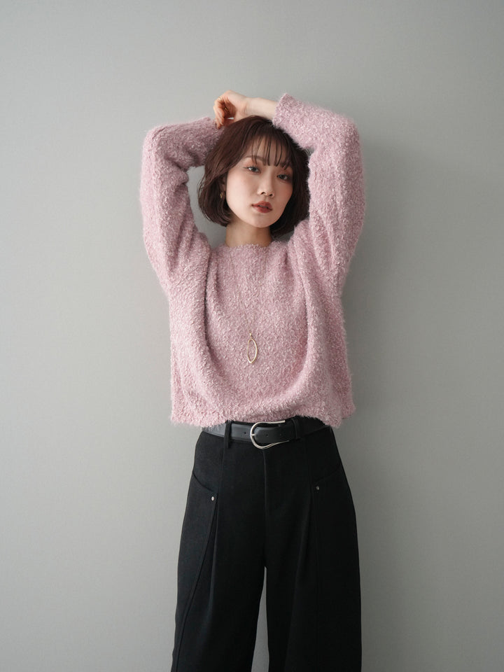 [SET]モールラメミックスヤーンニットプルオーバー+選べるアクセセット(2set)