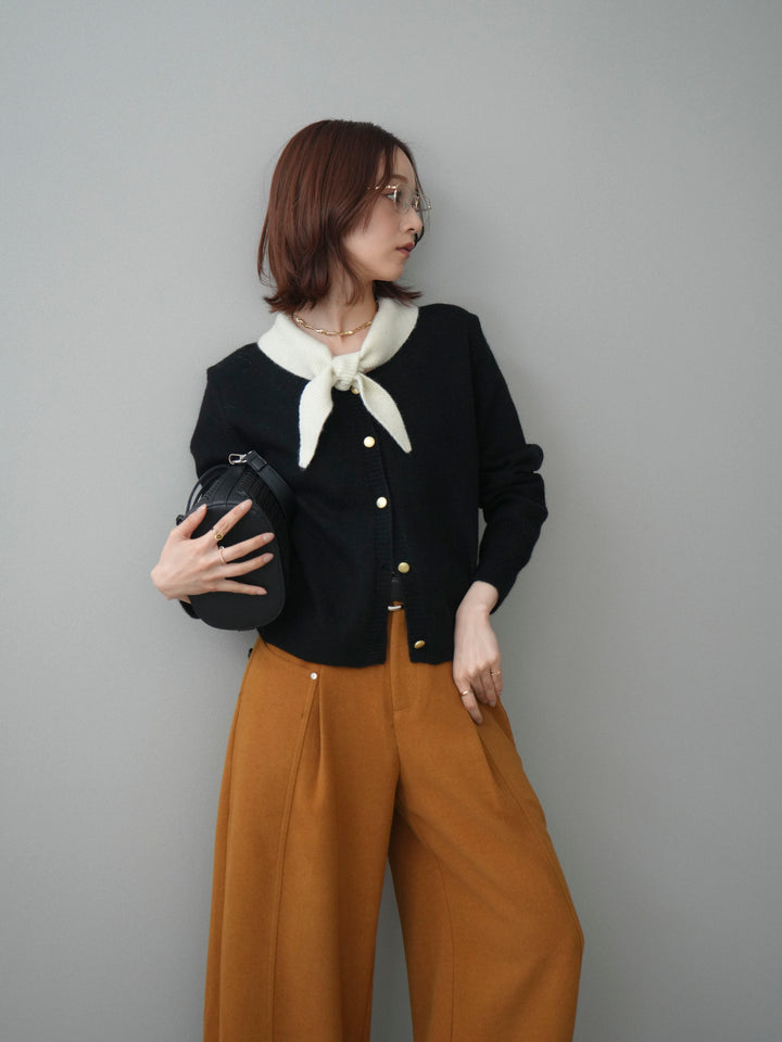 [SET]デザイン襟ニットカーディガン+デザイン襟ニットカーディガン(2set)