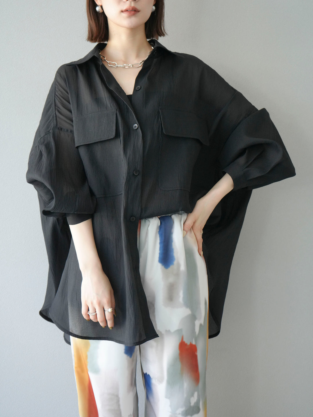 [SET]BIGポケットオーバーシアーシャツ+BIGポケットオーバーシアーシャツ(2set)