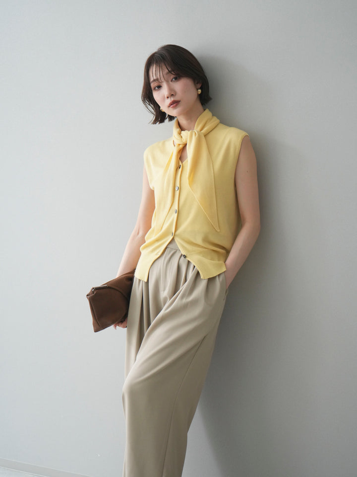 [予約]スカーフ付Vネックニットベスト/yellow