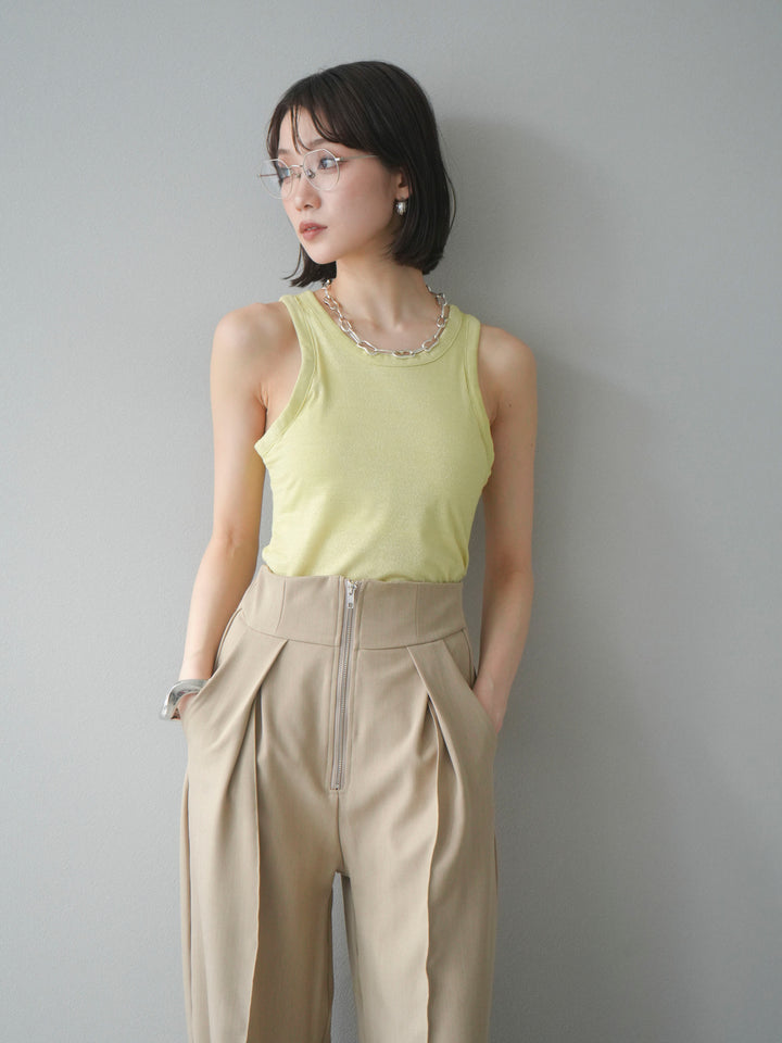 [予約]カップ付きラメアメスリブラトップ/イエロー