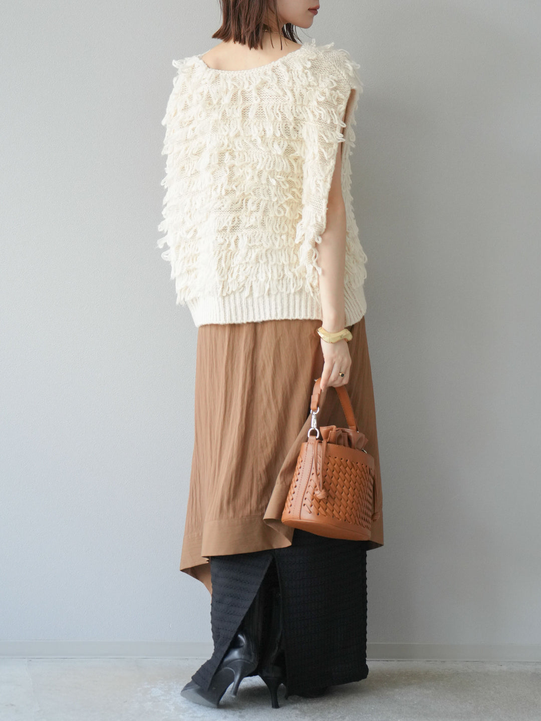 [予約]アシンメトリーレイヤードスカート/ベージュ