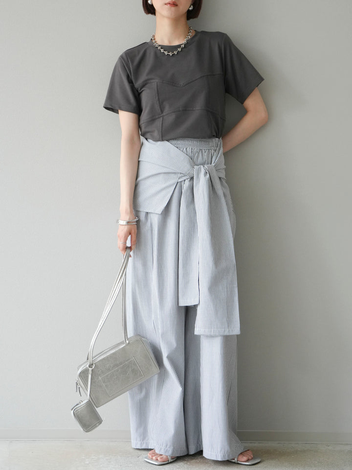 [預購] 緊身胸衣設計T卹/炭灰色