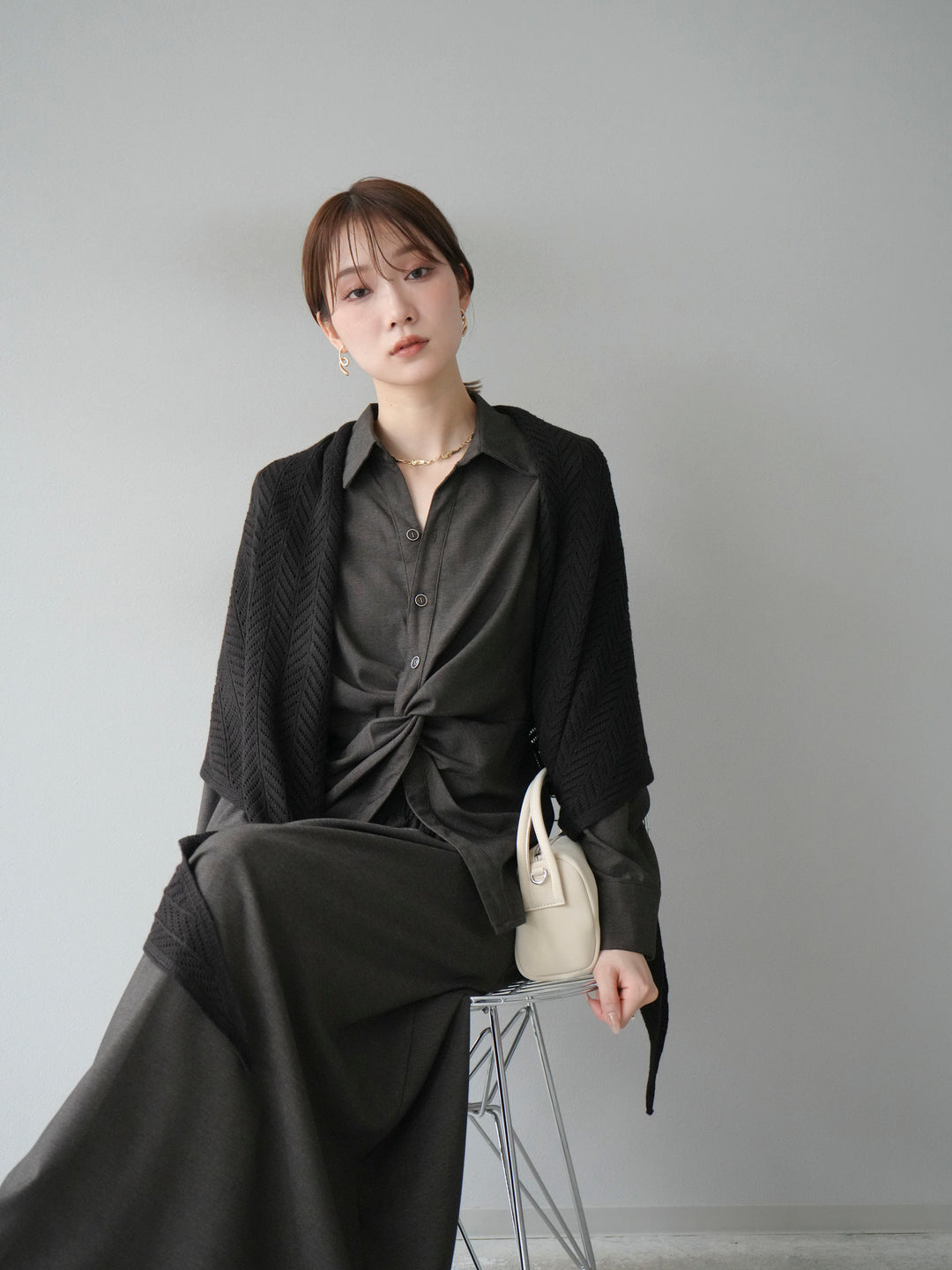 [SET]ツイストデザインシャツ＆スカートSET UP